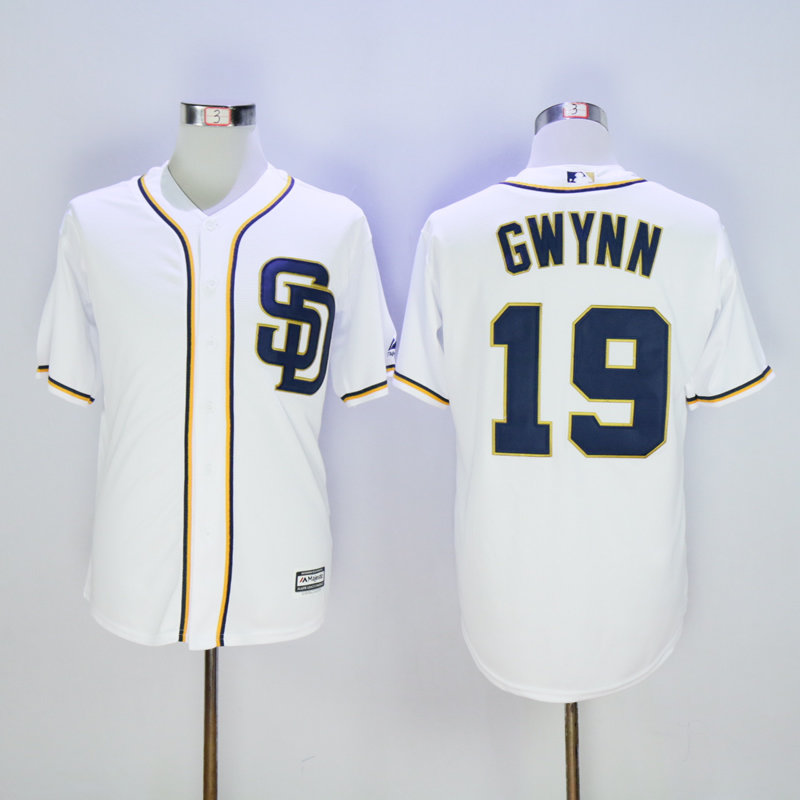 Men San Diego Padres 19 Gwynn White Throwback Game MLB Jerseys